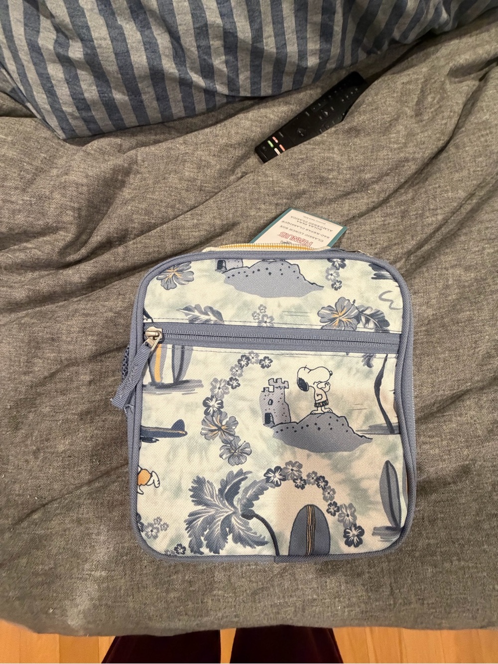 Pottery Barn Kids Light Blue Snoopy Beach Lunch Bag